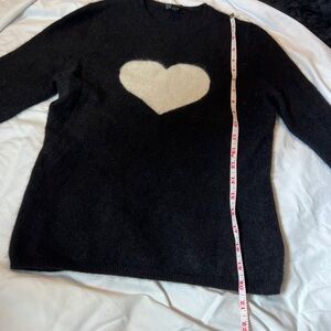 Only mine Black and White Heart Crew Neck Sweater